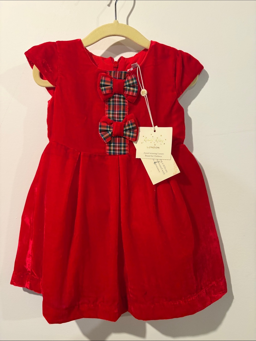 Rachel Riley Red Velvet Bow Toddler Girls Holiday Christmas Dress 18 Months